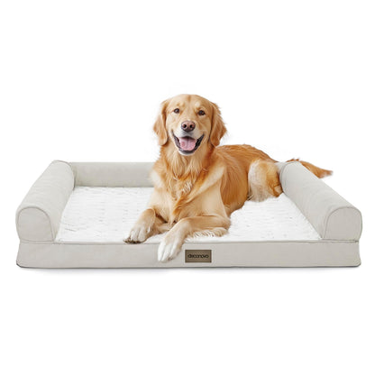 Luxury Velvet & Linen Dog Bed with Armrest