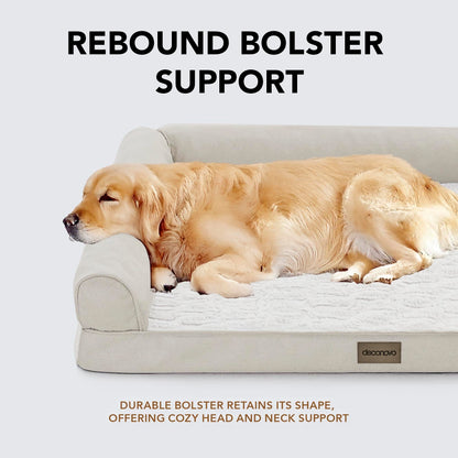 Luxury Velvet & Linen Dog Bed with Armrest