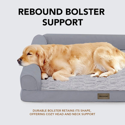 Luxury Velvet & Linen Dog Bed with Armrest