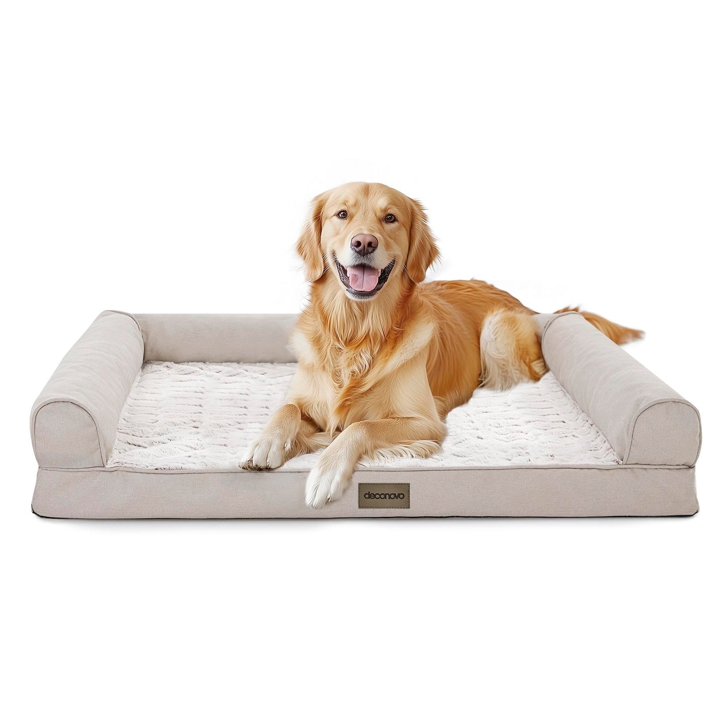 Luxury Velvet & Linen Dog Bed with Armrest