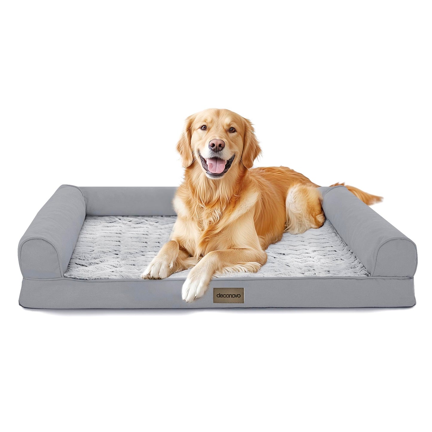 Luxury Velvet & Linen Dog Bed with Armrest