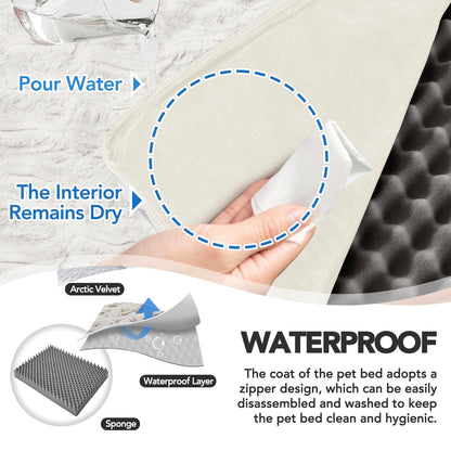 Luxury Velvet & Linen Dog Bed with Armrest