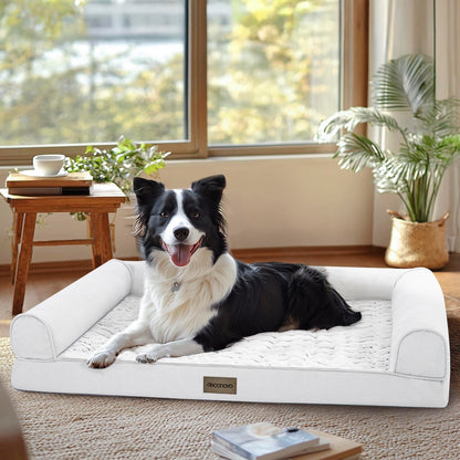 Luxury Velvet & Linen Dog Bed with Armrest
