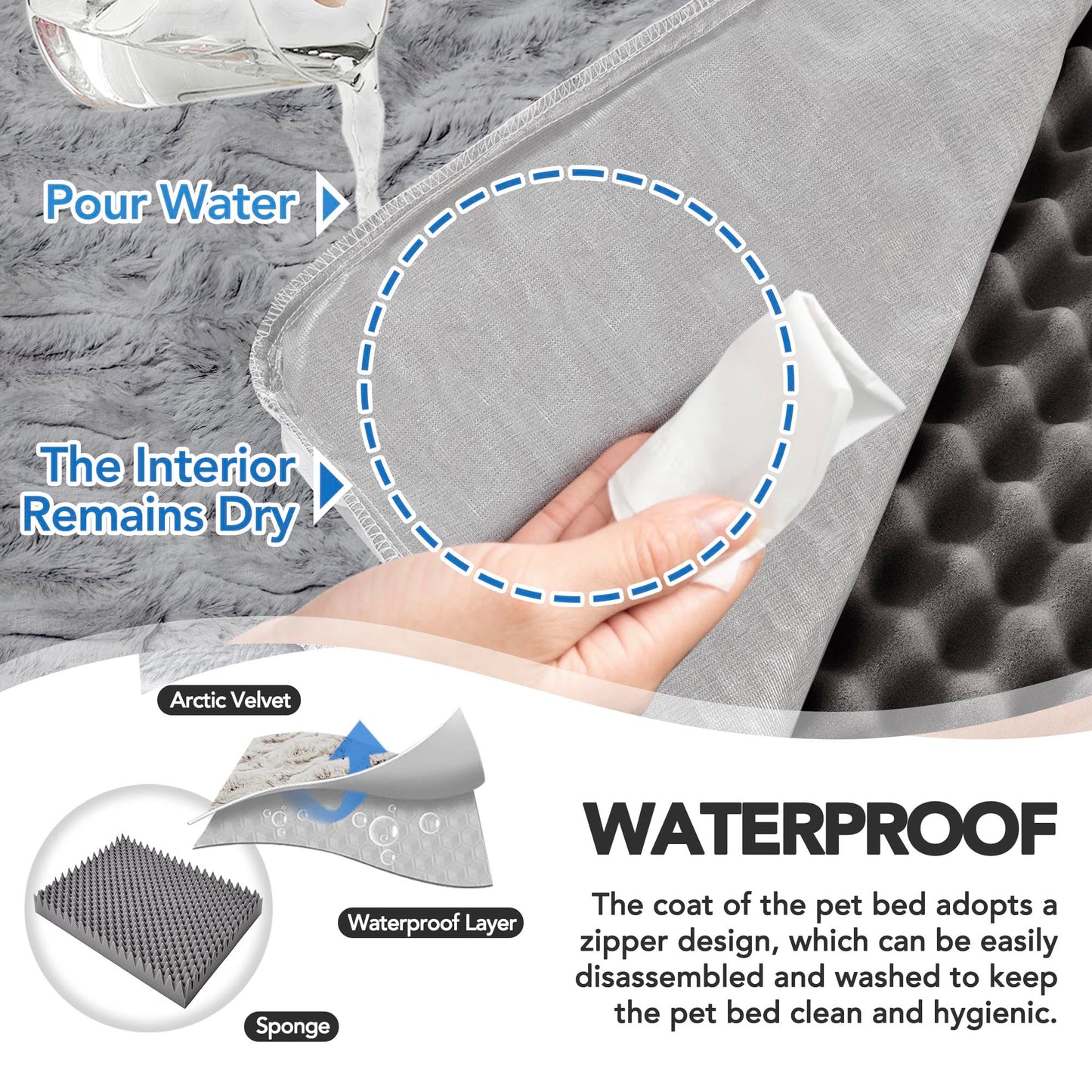 Luxury Velvet & Linen Dog Bed with Armrest