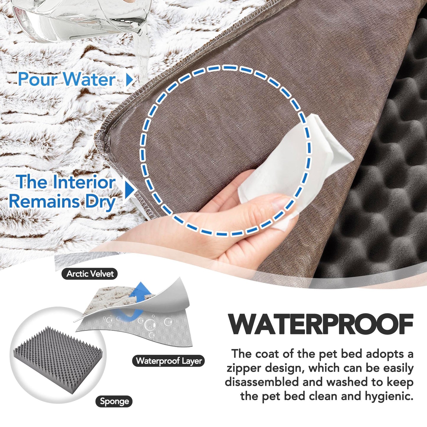 Luxury Velvet & Linen Dog Bed with Armrest