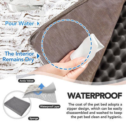 Luxury Velvet & Linen Dog Bed with Armrest