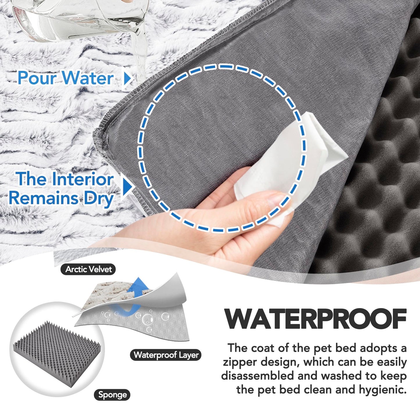 Luxury Velvet & Linen Dog Bed with Armrest