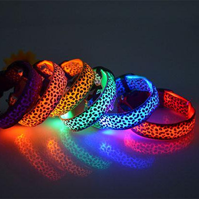 Fashion Leopard Adjustable Led Dog Collar