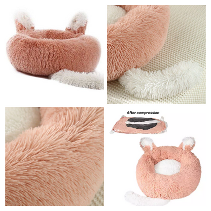 Plush Pet Bed with Ears and Tail